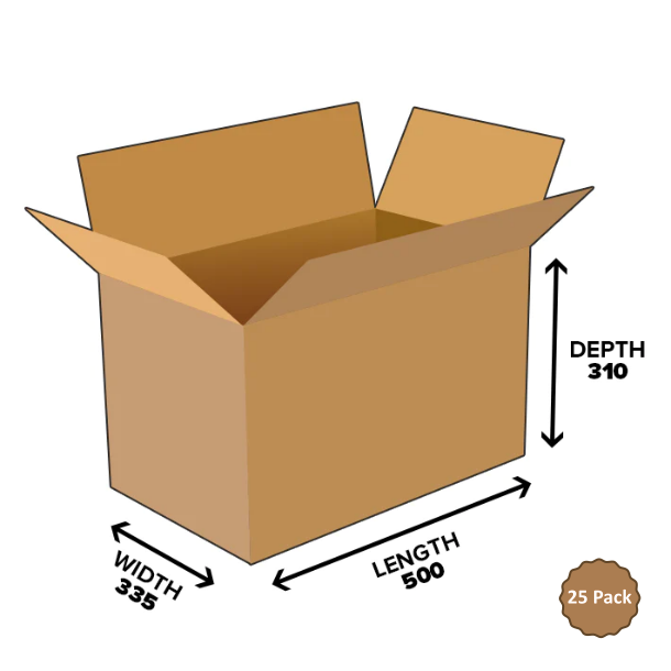 13B-519 52L Rectangular Base Shipping Carton – 500mm x 335mm x 310mm (25)