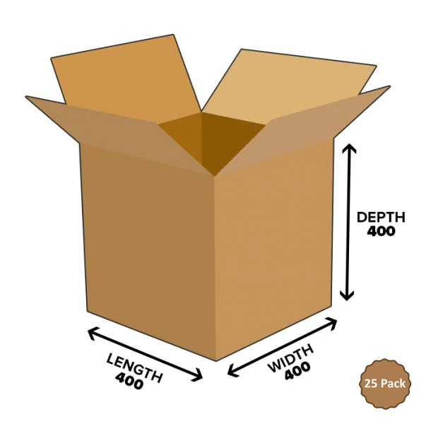 16B-C640 64L Medium Packing and Cube Shipping Carton – 400mm x 400mm x 400mm (25)