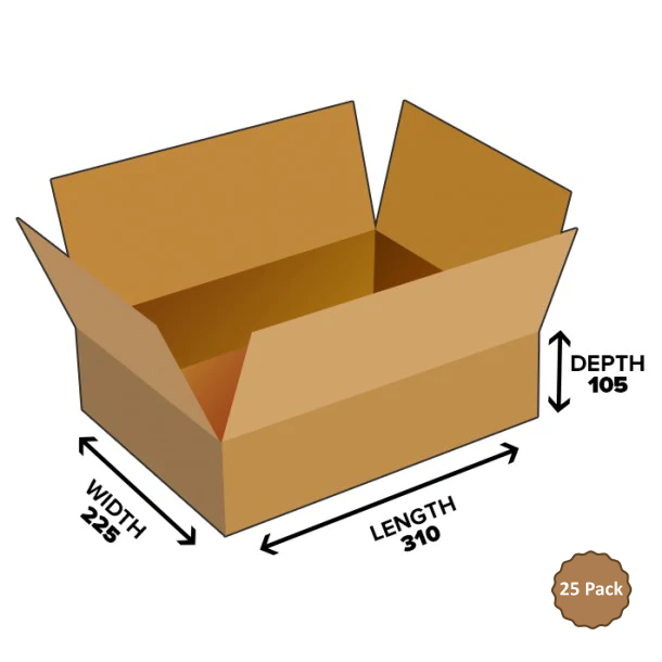 2B-732 7.3L Rectangular Base Shipping Carton – 310mm x 225mm x 105mm (25)