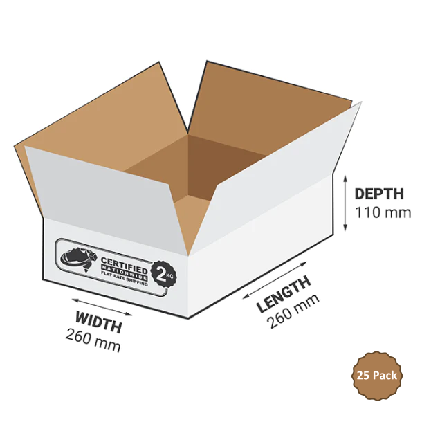 2B-744W 7.44L RSC White Carton – 260mm x 260mm x 110mm (25)