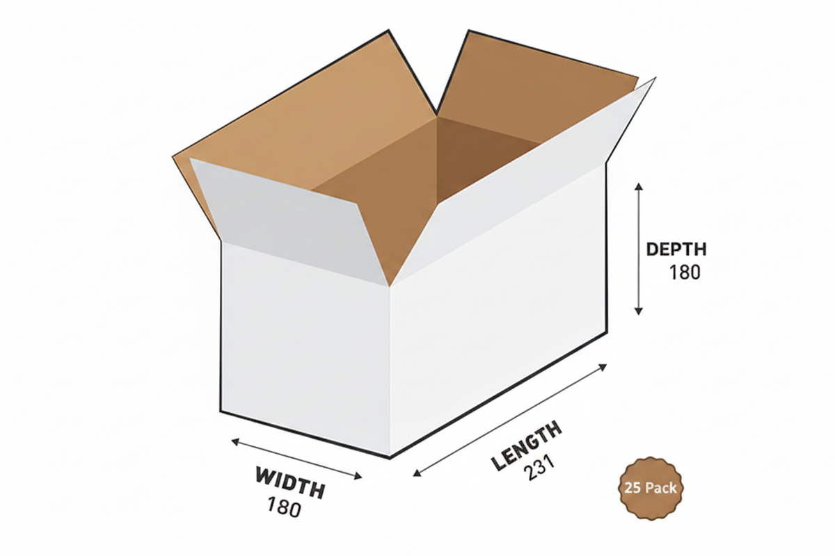 White Box 231x180x180mm 7.48L (25 Boxes) 2B-748W