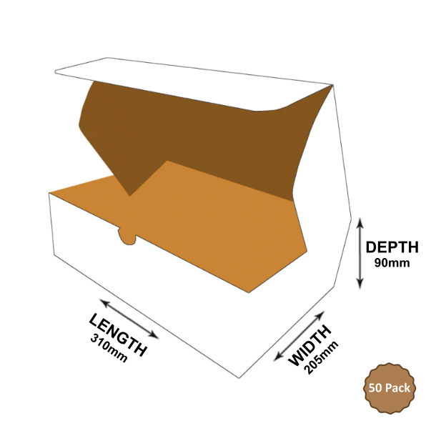 2B-M572W 5.72L White Mailer Style Carton – 310mm x 205mm x 90mm (50)