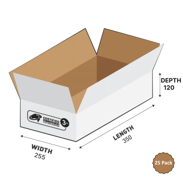 3B-112W 11.2L White Rectangular Base Carton – 350mm x 255mm x 125mm (25)