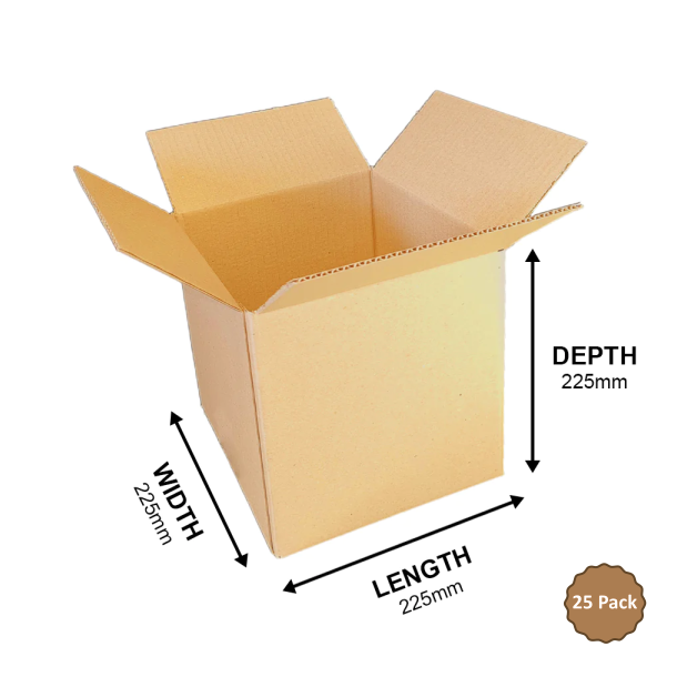 3B-C114 11L Cube Shipping Carton – 225mm x 225mm x 225mm (25)