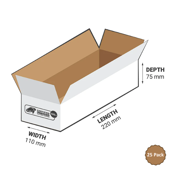 500B-182W 1.82L White Rectangular Base Carton - 220 x 110 x 75 (25)