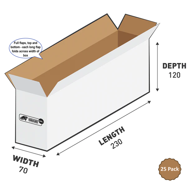 500B-193W: 500g 1.93L White Rectangular Base Carton – 230mm x 70mm x 120mm (25)