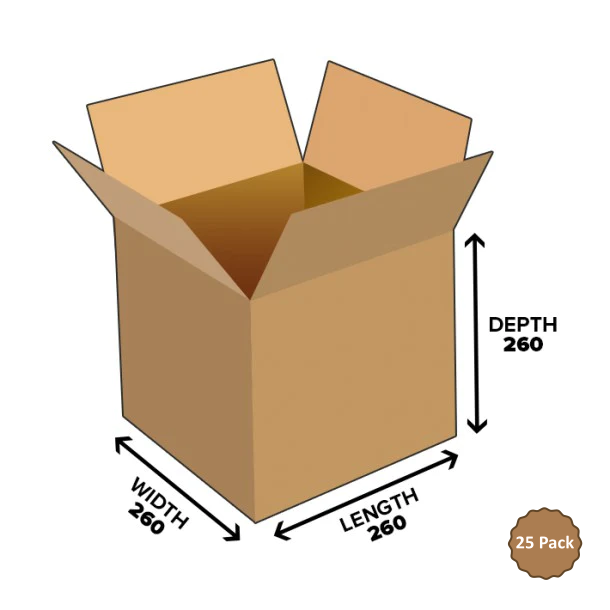 5B-C176 18L Cube Shipping Carton – 260mm x 260mm x 260mm (25)