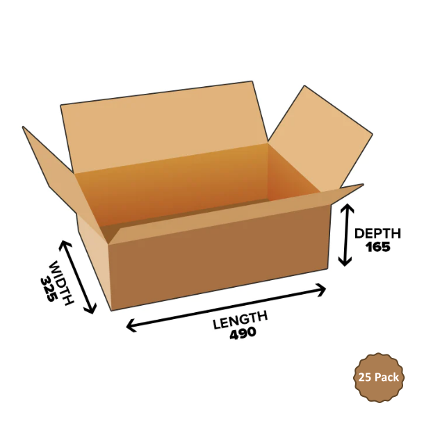 7B-S263: 27L Shipping Carton Heavy Duty 490 mm x 325mm 165mm (25)