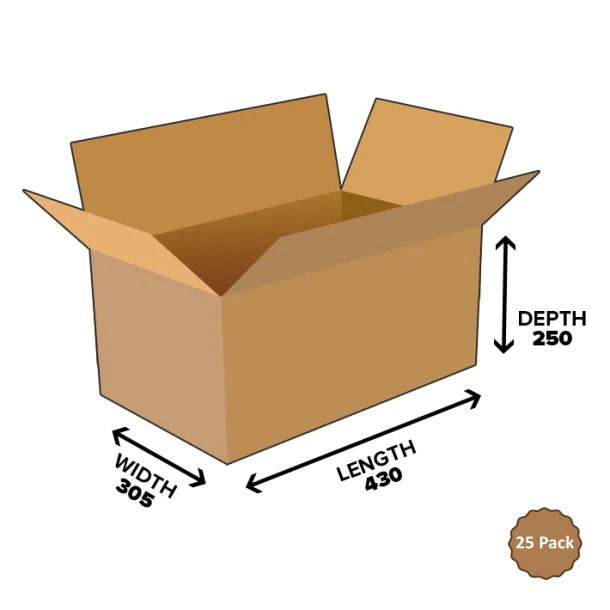 9B-328: 32L Moving and Shipping Carton – 430mm x 305mm x 250mm (25)