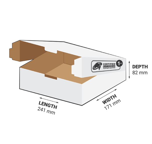 1B-T338W 3.38L Die-Cut - White (Tamper Evident) Box - 241mm x 171mm x 82mm (50)