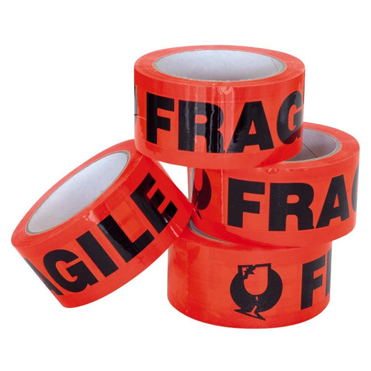 Packing Tape 48mm x 66m Fragile - 6 Pack