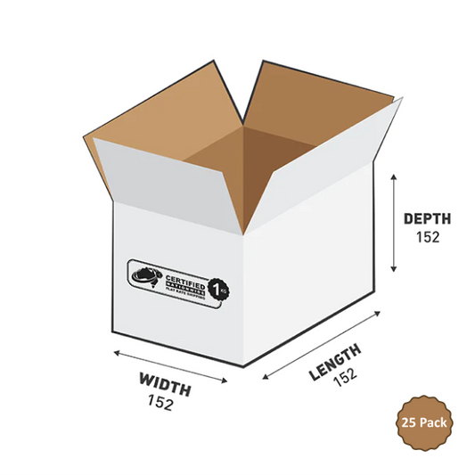 1B-354W 3.54L RSC - White Square Box  - 152mm x 152mm x 152mm (25)