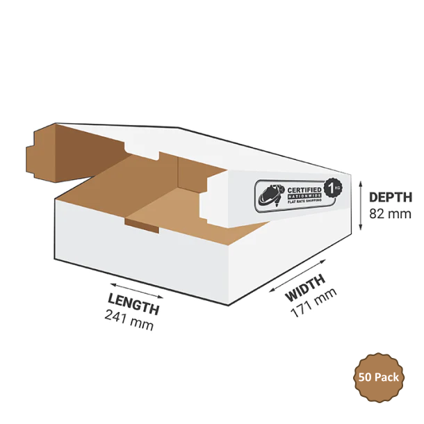 1B-T338W 3.38L Die-Cut - White (Tamper Evident) Box - 241mm x 171mm x 82mm (50)