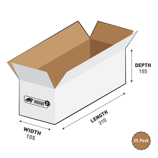 2B-745W 7.45L White Rectangular Base RSC - 310mm x 155mm x 155mm (25)